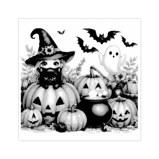 Cute Halloween Theme Rubberstempel (Afrduk)