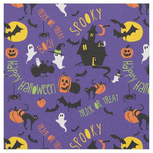 Cute Halloween Toss Print Fabric Stof (Close Up)