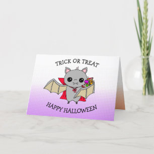 Cute Halloween Trick of Treing Bag holding Snoep Kaart