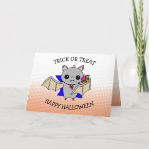 Cute Halloween Trick of Treing Bag holding Snoep Kaart