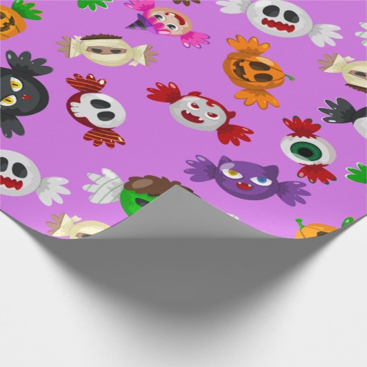 Cute Halloween Trick or treat Snoep Monsters Cadeaupapier (Hoek)