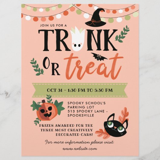 Cute Halloween Trunk of Treat Social Distance Flyer (Voorkant)