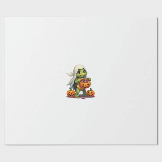 Cute Halloween Turtle Ghost met Snoep (8) Cadeaupapier (Vlak)