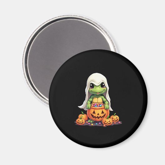 Cute Halloween Turtle Ghost with Candy (1) Magneet (Voorkant / Achterkant)