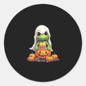 Cute Halloween Turtle Ghost with Candy (1) Ronde Sticker (Voorkant)