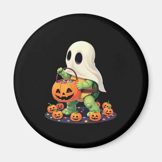 Cute Halloween Turtle Ghost with Candy (2) Magneet (Voorkant)