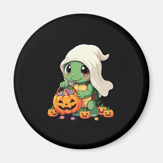 Cute Halloween Turtle Ghost with Candy (3) Magneet (Voorkant)