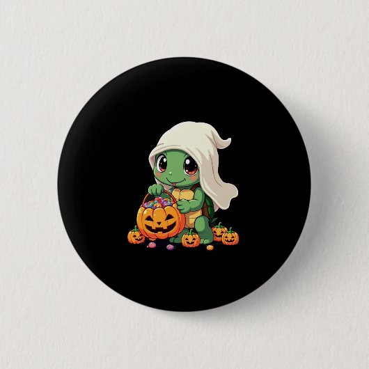 Cute Halloween Turtle Ghost with Candy (3) Ronde Button 5,7 Cm (Voorkant)