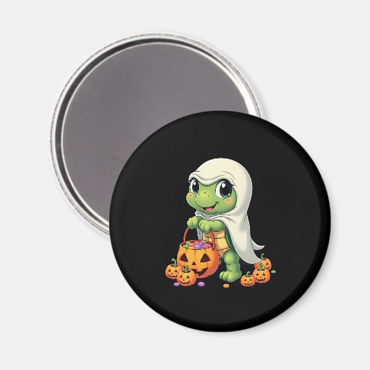 Cute Halloween Turtle Ghost with Candy (4) Magneet (Voorkant / Achterkant)