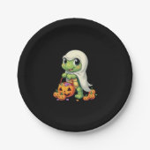 Cute Halloween Turtle Ghost with Candy (4) Papieren Bordje (Voorkant)