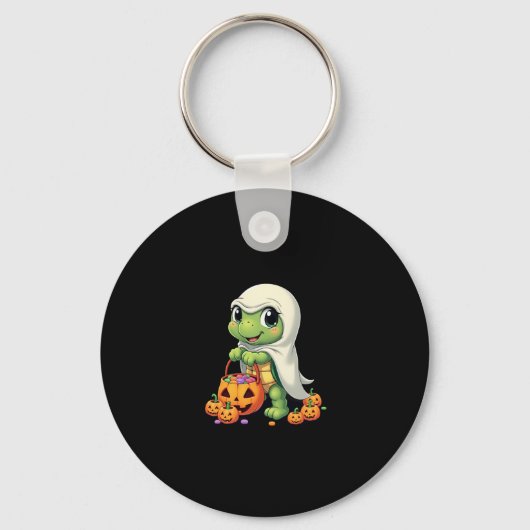 Cute Halloween Turtle Ghost with Candy (4) Sleutelhanger (Voorkant)