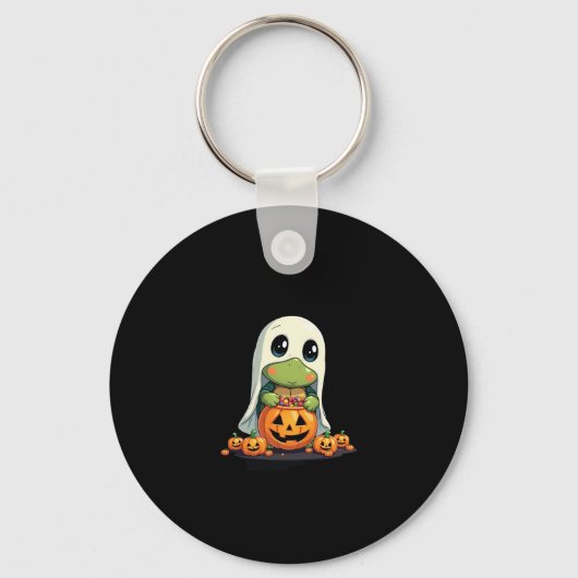 Cute Halloween Turtle Ghost with Candy (5) Sleutelhanger (Voorkant)