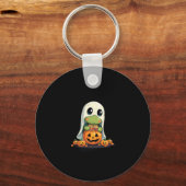 Cute Halloween Turtle Ghost with Candy (5) Sleutelhanger (Voorkant)