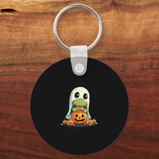 Cute Halloween Turtle Ghost with Candy (5) Sleutelhanger (Voorkant)