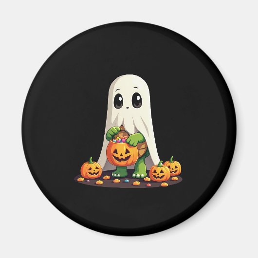 Cute Halloween Turtle Ghost with Candy (6) Magneet (Voorkant)