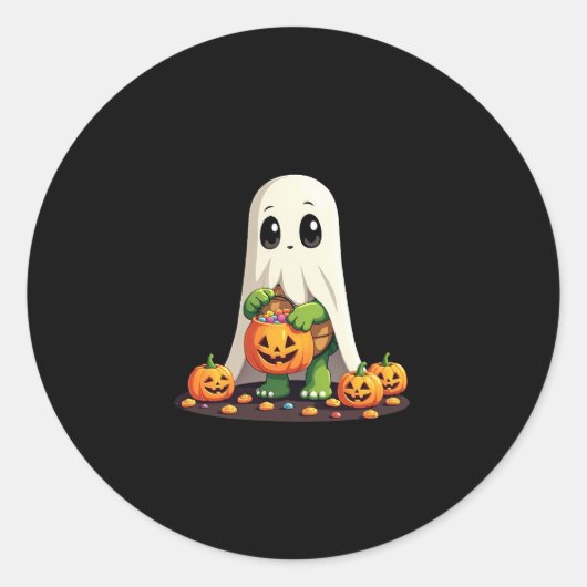 Cute Halloween Turtle Ghost with Candy (6) Ronde Sticker (Voorkant)