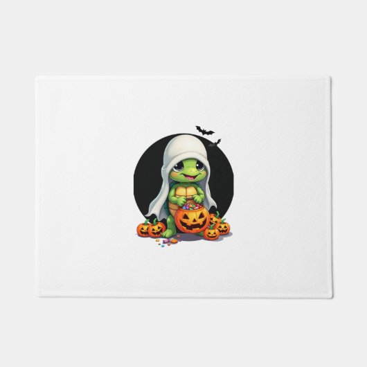 Cute Halloween Turtle Ghost with Candy (7) Deurmat (Voorkant)