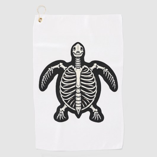 Cute Halloween Turtle Skelet Schildpad Fossielen A Golfhanddoek (Voorkant)