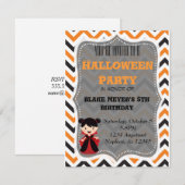 Cute Halloween uitnodiging Chevron Vampire (Voorkant / Achterkant)