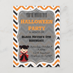 Cute Halloween uitnodiging Chevron Vampire