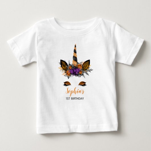 Cute Halloween Unicorn Orang Girl's First Birthday (Voorkant)