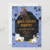 Cute Halloween Unicorns 1 Party Kaart (Voorkant)