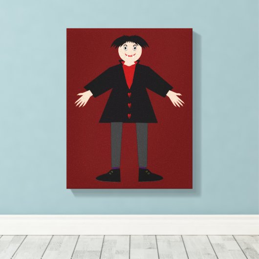 Cute Halloween Vampire Canvas Afdruk (Insitu (Houten vloer))