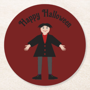 Cute Halloween Vampire Custom Ronde Kartonnen Onderzetter