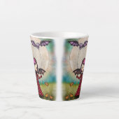 Cute Halloween Vampire en Flying Cat Latte Mok (Voorkant)