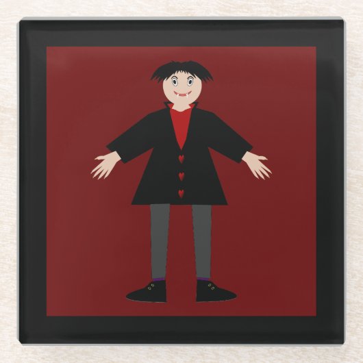 Cute Halloween Vampire Glazen Onderzetter (Voorkant)