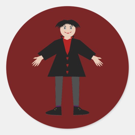 Cute Halloween Vampire Ronde Sticker (Voorkant)