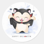 Cute Halloween Vampire Ronde Sticker (Voorkant)