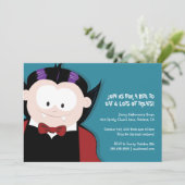 Cute Halloween Vampire | Uitnodiging Kinder partij (Staand voorkant)
