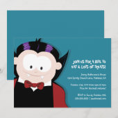 Cute Halloween Vampire | Uitnodiging Kinder partij (Voorkant / Achterkant)
