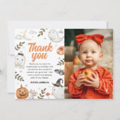 Cute Halloween Verjaardag Foto Bedankkaart (Voorkant)