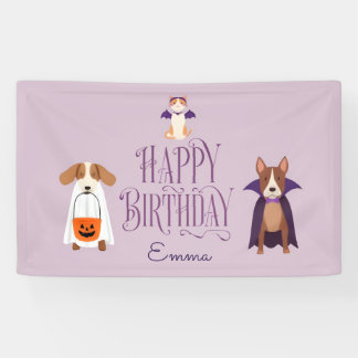 Cute Halloween Verjaardagsfeest Banner Spooky Hond
