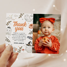 Cute Halloween Verjaardagsfoto Dankjewelkaart Bedankkaart