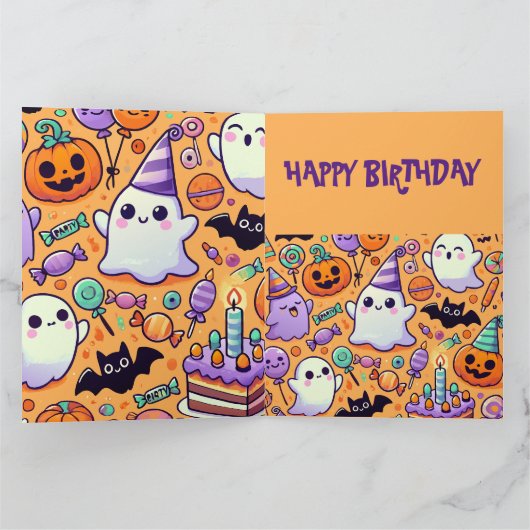Cute Halloween verjaardagskaart Kaart (Binnen)