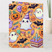 Cute Halloween verjaardagskaart Kaart (Achterkant)