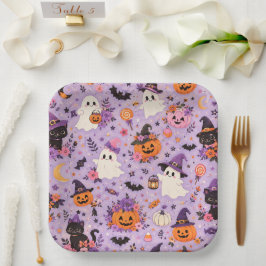 Cute Halloween Vierkante Papieren Borden Bordje