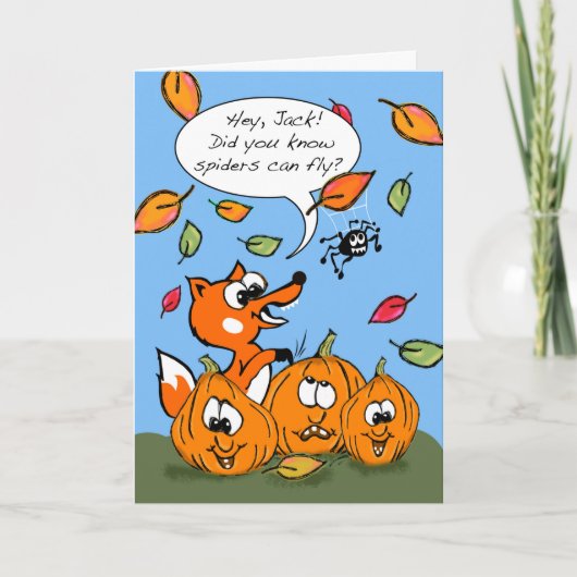 Cute Halloween voor kinderen met Fox en Flying Spi Kaart (Voorkant)