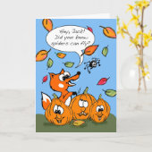 Cute Halloween voor kinderen met Fox en Flying Spi Kaart (Gele Bloem)