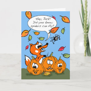 Cute Halloween voor kinderen met Fox en Flying Spi Kaart