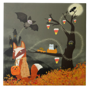 Cute Halloween Vrienden Keramische Tegel Tegeltje