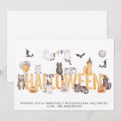 Cute Halloween Waterverf Cats Personalized Feestdagenkaart (Voorkant / Achterkant)
