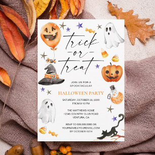 Cute Halloween Waterverf Party Kaart