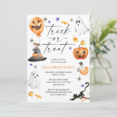 Cute Halloween Waterverf Party Kaart (Staand voorkant)