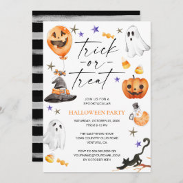 Cute Halloween Waterverf Party Kaart