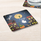 Cute Halloween Waterverf Personalized Kartonnen Onderzetters (Schuin)