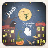 Cute Halloween Waterverf Personalized Kartonnen Onderzetters (Voorkant)